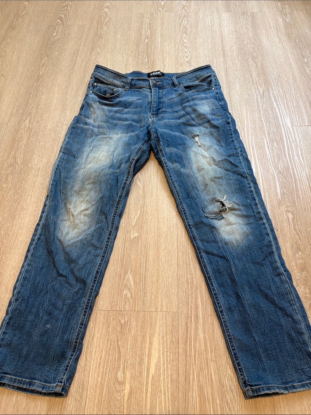 Paisley & Gray Rebel Men's Straight Leg Blue Distressed Jeans